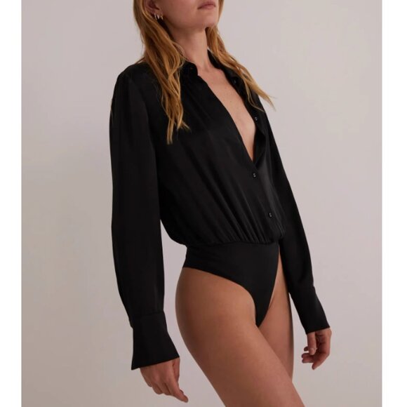NWT Favorite Daughter Take Me Seriously Bodysuit XS/L Black Noir - Picture 4 of 7